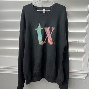 Bella+Canvas Charcoal Grey Pullover with Colorful “tx” Graphic